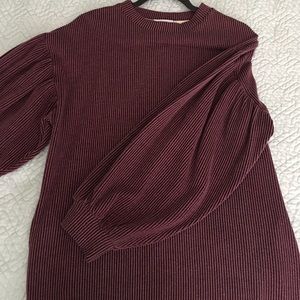 Balloon sleeve ribbed dress